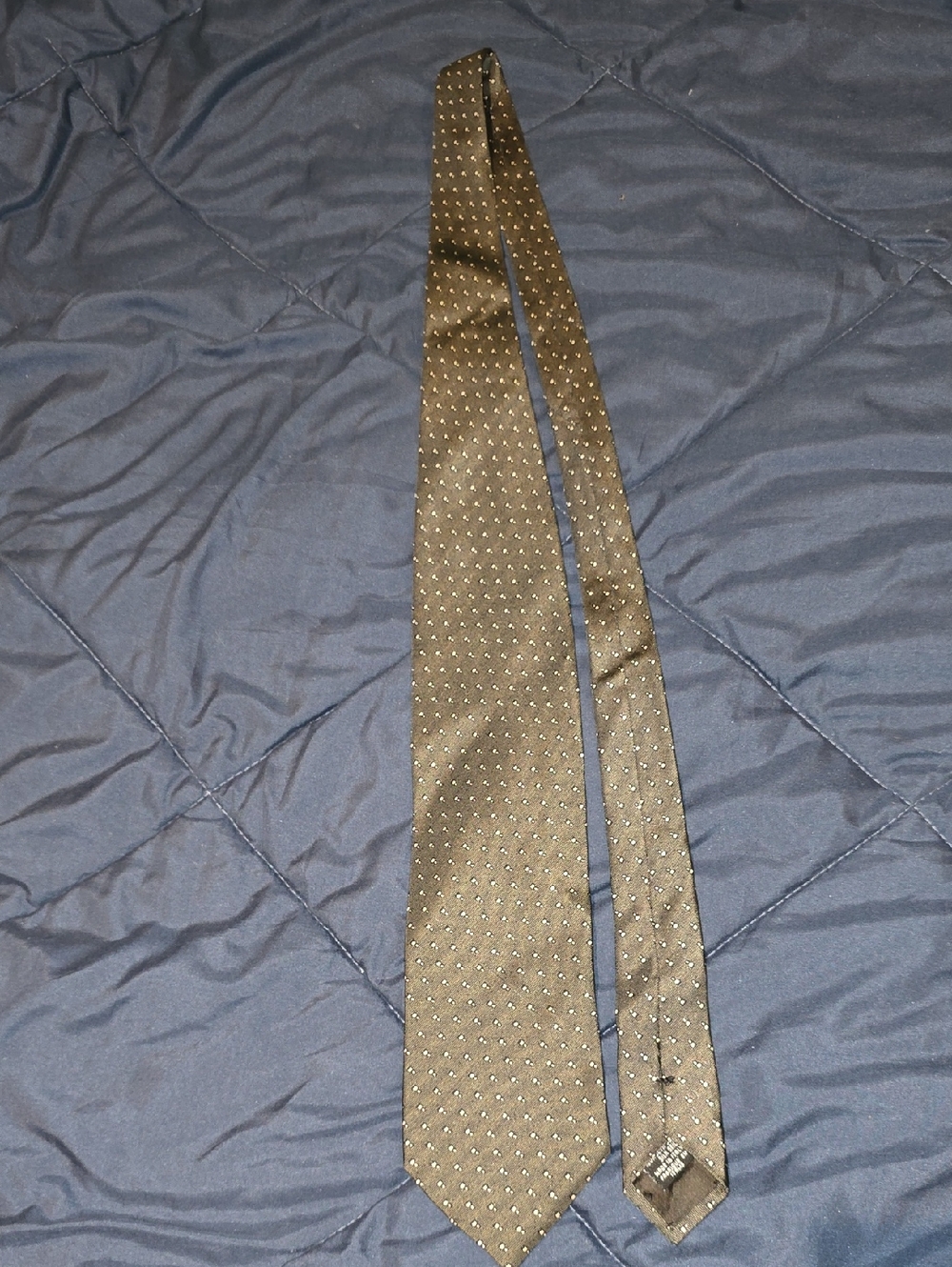 Armani Collezioni Grey Silk Tie with Cream Micro-Dots